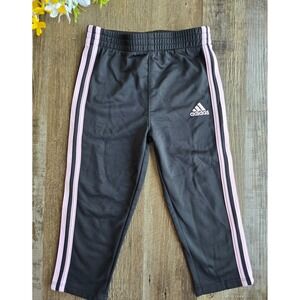 Adidas‎ Baby Girl's Black Track Pants Athleisure Pink Stripes 18m Months Toddler